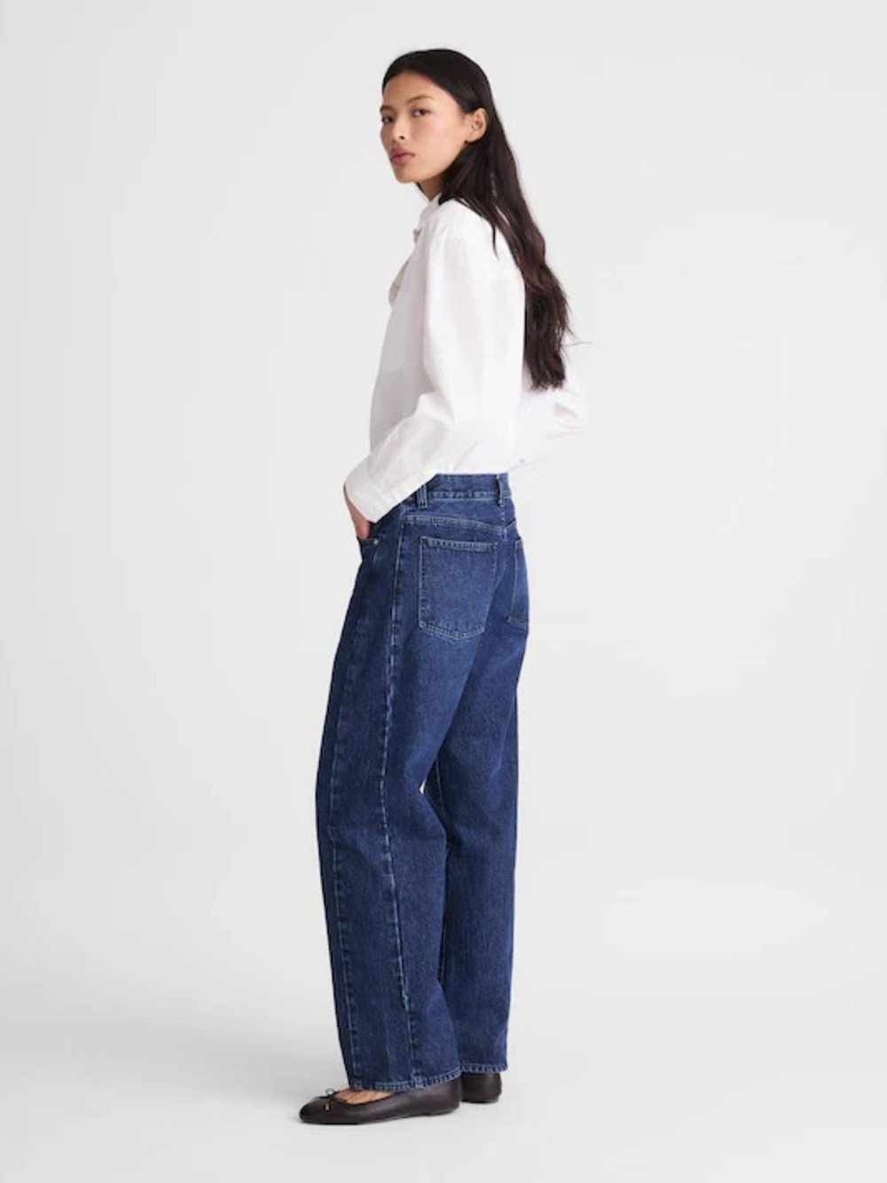 NWT Madewell Curvy Pieced Barrel Leg Jeans McKinney Dark Wash with Button Fly